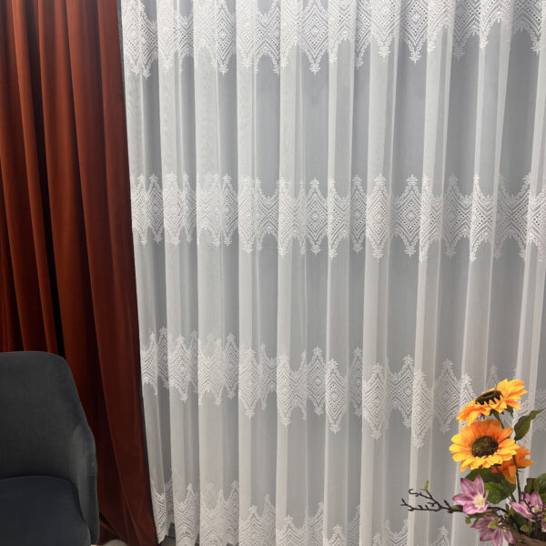 Perdea Brodata 4 Rand Model Elegant L3,80m/H2.65m cu Rejansa Pliu