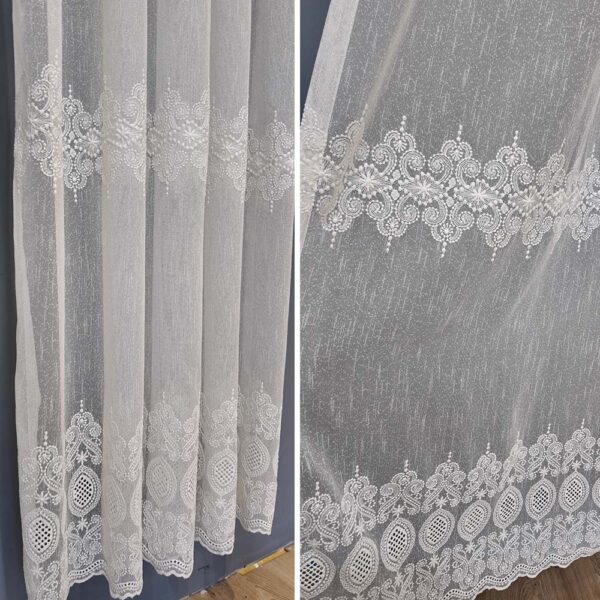 Perdea Brodată Rafinată Alb Clara