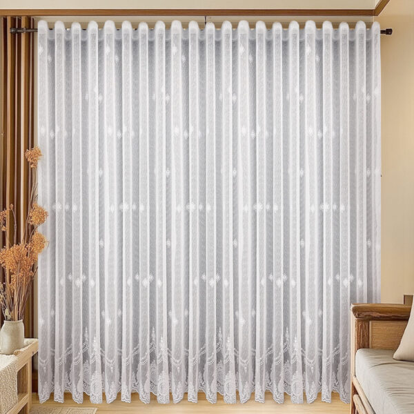 Perdea Brodată Cu Design Unic Alb  Lia