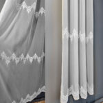 Perdea Elysa  cu Broderie Moderna  Alba - imagine 2