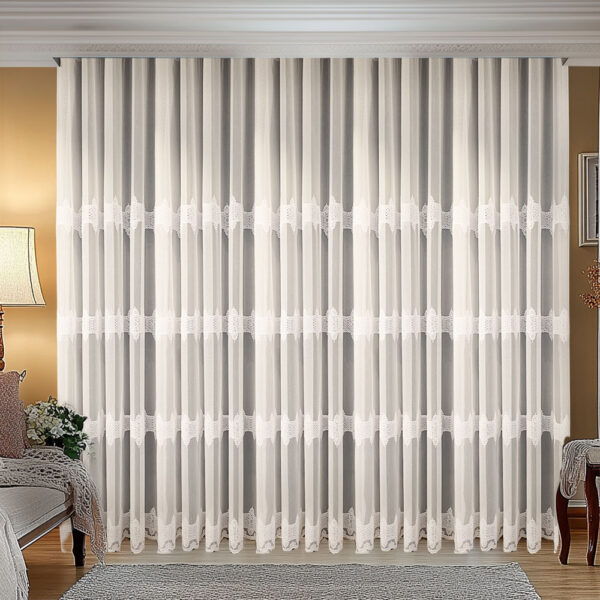 Perdea Bella  cu Broderie Delicata  Crem 12490