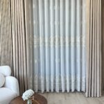Perdea din In cu Broderie Fina Crem/Auriu 24311