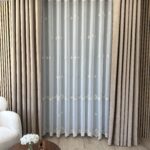 Perdea din In cu Broderie Fină Crem /Auriu 25PR041