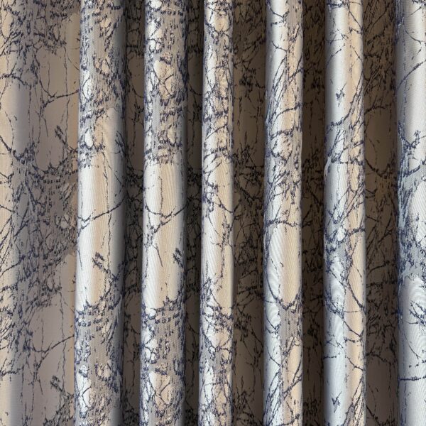 Draperie Elegantă Gri cu Imprimeu Oglindă Spartă Albastră