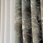 Draperie Elegantă Bella cu Textură Gri-Turcoaz