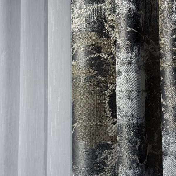 Draperie Elegantă Bella cu Textură Gri-Auriu