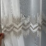 Perdea Brodata Model Elegant Crem/Maro