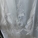 Perdea din Bambus Albă cu Gri Broderie Luxury Tip Pană