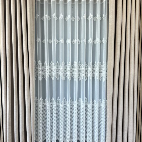 Perdea din Bambus cu Broderie Fină Albă 116596