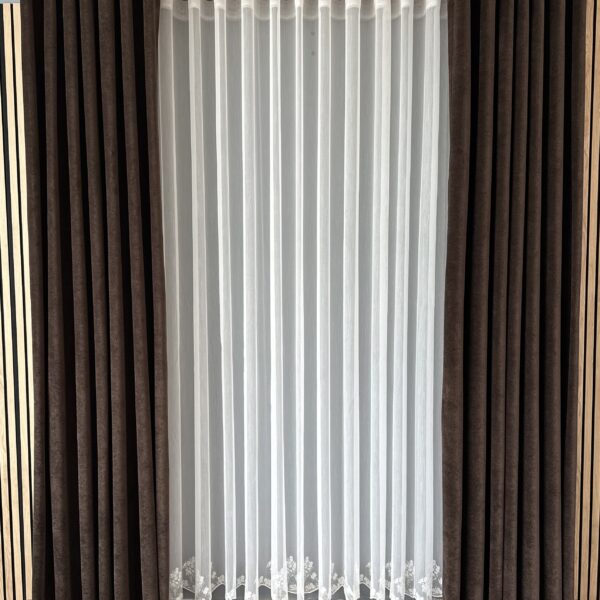 Perdea din Bambus cu Broderie Fină Albă 24082