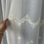 Perdea din In cu Broderie Elegantă Crem/Auriu 25pr139