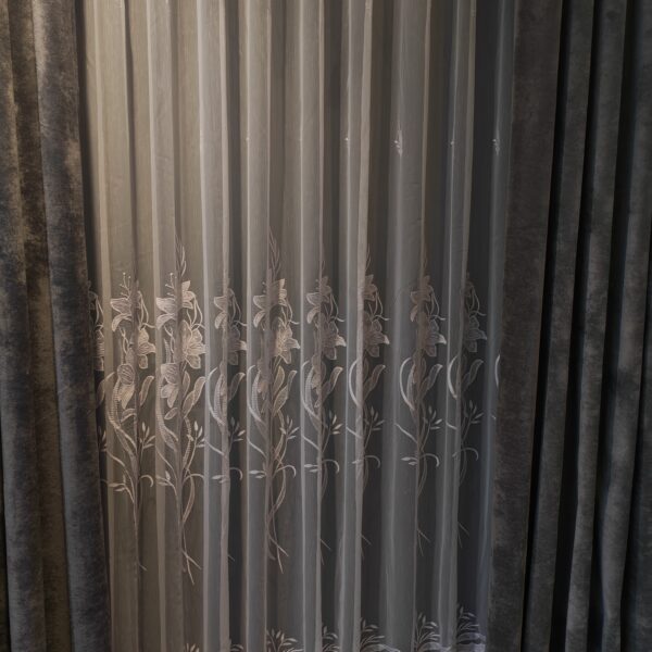 Perdea din Bambus cu Broderie Fină Albă 48085