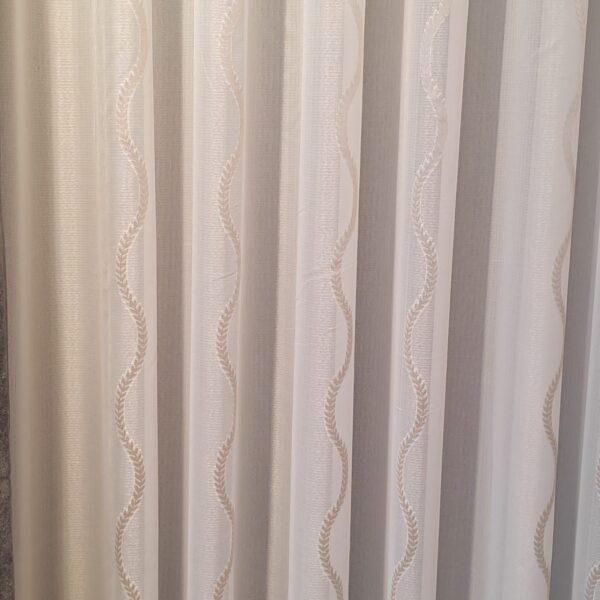 Perdea din In cu Broderie Crem-Auriu