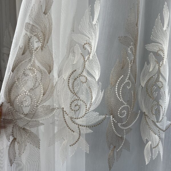 Perdea Vanessa cu Broderie Fina - Crem-Maro