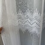 Perdea Bambus Brodat Model Geometric - Alb