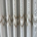 Perdea din In cu Broderie Elegantă Crem/Maro