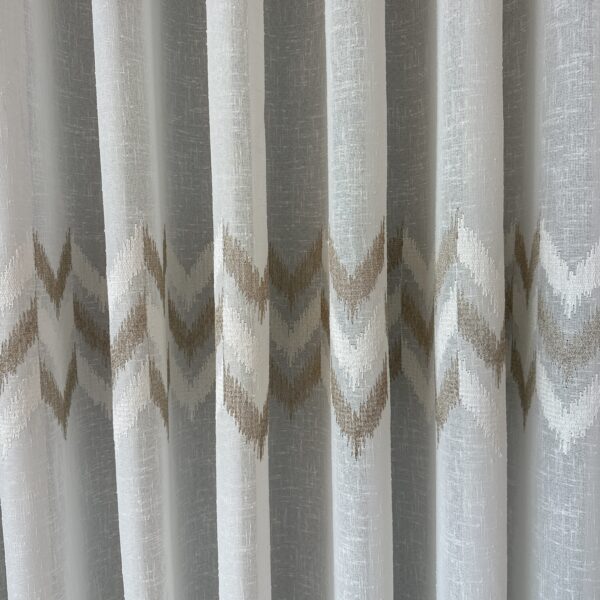 Perdea din In cu Broderie Elegantă Crem/Maro