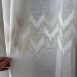 Perdea din In cu Broderie Elegantă Crem/Auriu