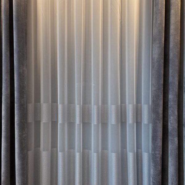 Perdea Nadya din Voal cu Dungi Gri