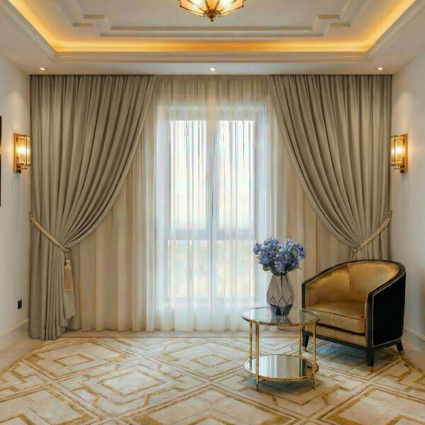 Draperie de Textura Groasa YEMEN 80% Blackout Bej Nisipiu