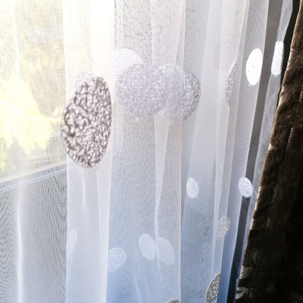 Perdea Brodata Tul Model Buline Albe L6m/H2.60m cu Rejansa de Bară