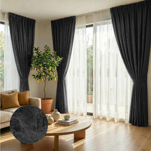 Draperie Cairo Luxury din Catifea cu Inserții Blackout 80% Negru