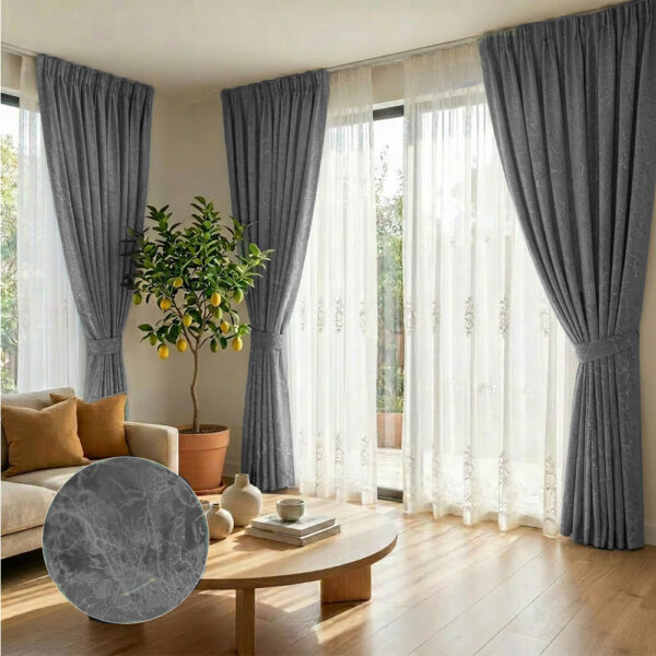 Draperie Cairo Luxury din Catifea cu Inserții Blackout 80% Gri Antracit