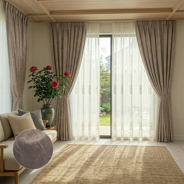 Draperie Lyon Luxury din Catifea cu Inserții Blackout 70% Bej-Maro