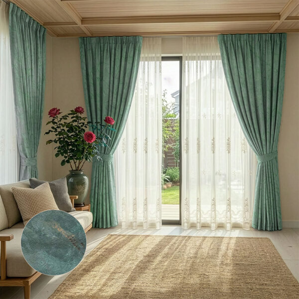 Draperie Lyon Luxury din Catifea cu Inserții Blackout 70% Verde Mentă