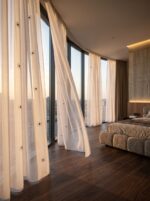 Perdea Alb din Inișor cu Model Floral 3D - imagine 2