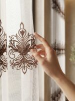Perdea Ivory din Inișor cu Broderie Maro