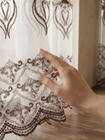 Perdea Ivory din Inișor cu Broderie Maro - imagine 2