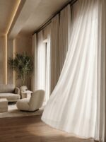 Perdea Ivory cu Textură Fină de Bumbac și Model Elegant - imagine 2