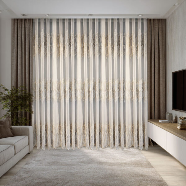 Perdea Ana cu Broderie Decorativă Auriu 12772