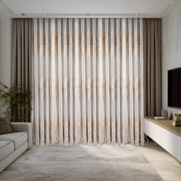 Perdea Ana cu Broderie Decorativă Maro12772
