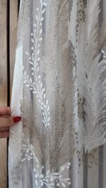 Perdea din Bambus cu Broderie Crem/Maro 25pr406 - imagine 5