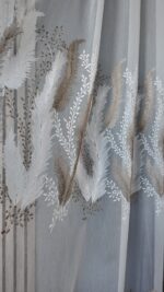 Perdea din Bambus cu Broderie Crem/Maro 25pr406 - imagine 3