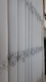 Perdea din Mătase Albă cu Broderie Gri L5m/H2.55m cu Rejansă Wave - imagine 2