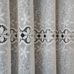 Perdea din Inișor cu Broderie in 2 Randuri Crem