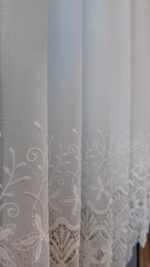 Perdea din Inișor cu Broderie in 2 Randuri Crem - imagine 4