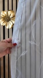 Perdea Opacă Crem cu Broderie - imagine 3