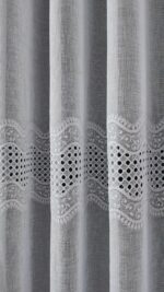 Perdea din In cu Broderie Elegantă Albă 12492