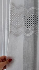 Perdea din In cu Broderie Elegantă Albă 12492 - imagine 6