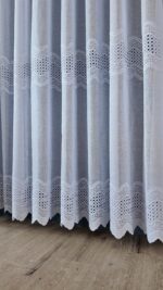 Perdea din In cu Broderie Elegantă Albă 12492 - imagine 4