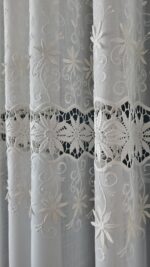 Perdea din Inișor cu Broderie in 2 Randuri Crem BRD-6961-72-03 - imagine 5