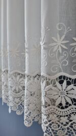 Perdea din Inișor cu Broderie in 2 Randuri Crem BRD-6961-72-03 - imagine 3