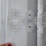 Perdea din Mătase Albă cu Broderie 6762-09