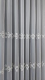 Perdea din Mătase Albă cu Broderie 6762-09 - imagine 4