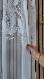 Perdea din Bambus cu Broderie Albă 25pr406 - imagine 2