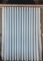Perdea Cristal cu Broderie Florală Jos Alb/Maro 6838-55 - imagine 6